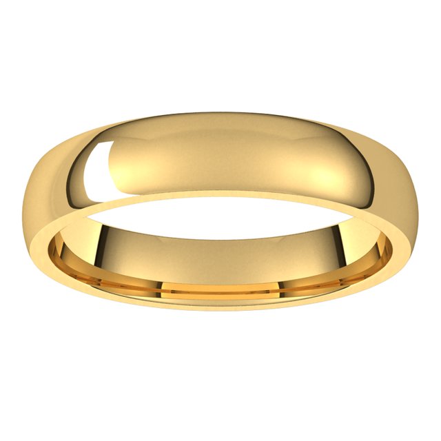 18K Yellow Gold Domed Light Comfort Fit Wedding Band, 4 mm Wide