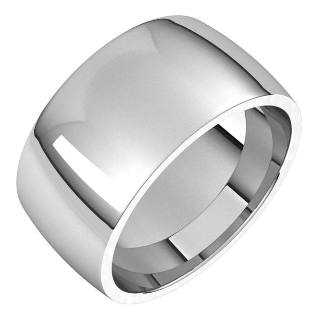 Sterling Silver Domed Light Comfort Fit Wedding Band, 10 mm Wide