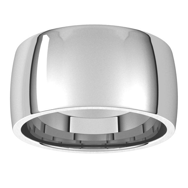 10K White Gold Domed Light Comfort Fit Wedding Band, 10 mm Wide