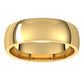 18K Yellow Gold Domed Light Comfort Fit Wedding Band, 6 mm Wide