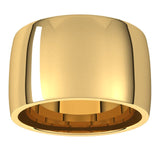 18K Yellow Gold Domed Light Comfort Fit Wedding Band, 12 mm Wide