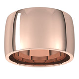 18K Rose Gold Domed Light Comfort Fit Wedding Band, 12 mm Wide