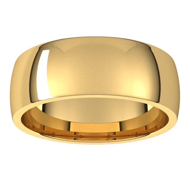 10K Yellow Gold Domed Light Comfort Fit Wedding Band, 7 mm Wide