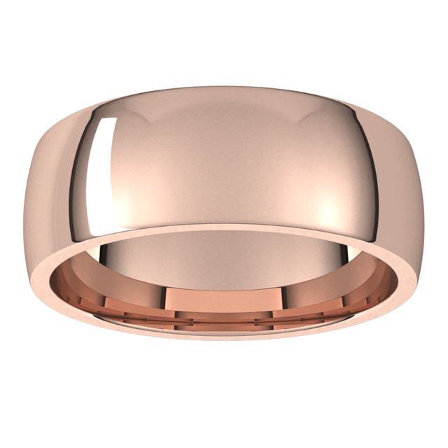 14K Rose Gold Domed Light Comfort Fit Wedding Band, 7 mm Wide