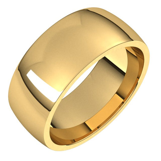 14K Yellow Gold Domed Light Comfort Fit Wedding Band, 8 mm Wide