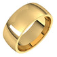 10K Yellow Gold Domed Light Comfort Fit Wedding Band, 8 mm Wide