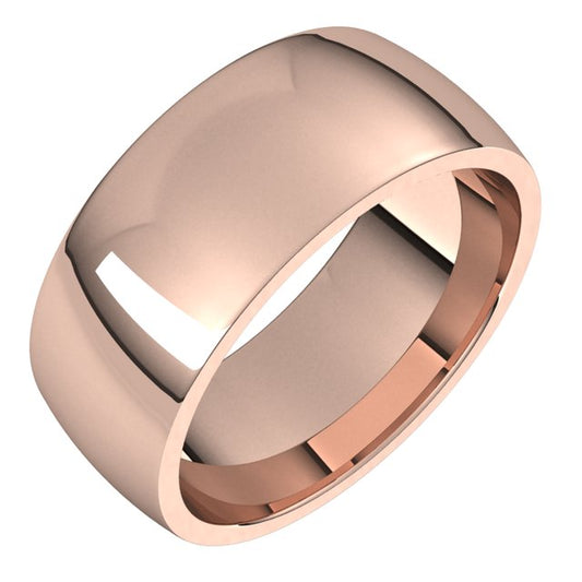 14K Rose Gold Domed Light Comfort Fit Wedding Band, 8 mm Wide