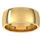 14K Yellow Gold Domed Light Comfort Fit Wedding Band, 8 mm Wide