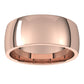 18K Rose Gold Domed Light Comfort Fit Wedding Band, 8 mm Wide