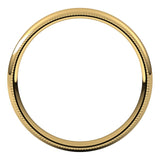 10K Yellow Gold Milgrain Domed Light Comfort Fit Wedding Band, 3 mm Wide
