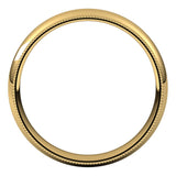14K Yellow Gold Milgrain Domed Light Comfort Fit Wedding Band, 4 mm Wide