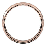 14K Rose Gold Milgrain Domed Light Comfort Fit Wedding Band, 4 mm Wide