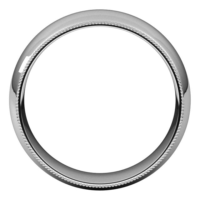 Platinum Milgrain Domed Light Comfort Fit Wedding Band, 8 mm Wide