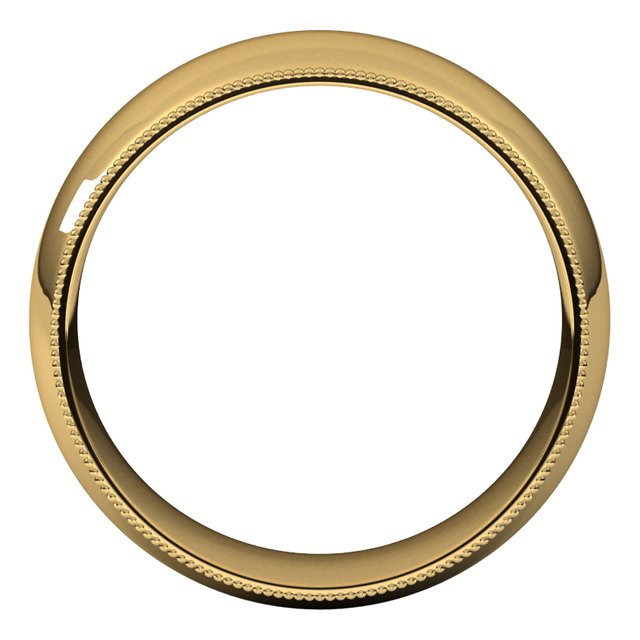 10K Yellow Gold Milgrain Domed Light Comfort Fit Wedding Band, 8 mm Wide