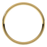 18K Yellow Gold Milgrain Domed Light Comfort Fit Wedding Band, 3 mm Wide