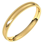 14K Yellow Gold Milgrain Domed Light Comfort Fit Wedding Band, 2.5 mm Wide