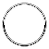 14K White Gold Milgrain Domed Light Comfort Fit Wedding Band, 2.5 mm Wide