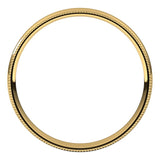 14K Yellow Gold Milgrain Domed Light Comfort Fit Wedding Band, 2.5 mm Wide
