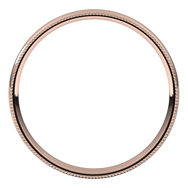 14K Rose Gold Milgrain Domed Light Comfort Fit Wedding Band, 2.5 mm Wide