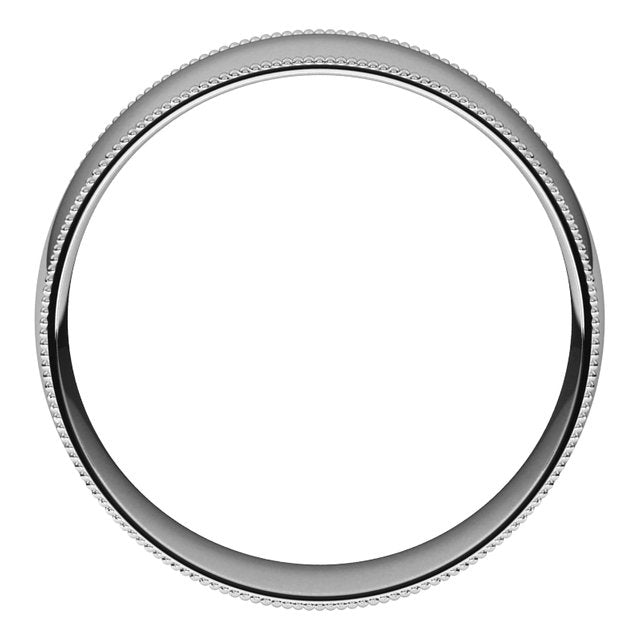 Palladium Milgrain Domed Light Comfort Fit Wedding Band, 7 mm Wide