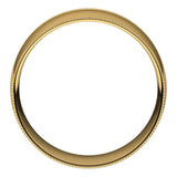 18K Yellow Gold Milgrain Domed Light Comfort Fit Wedding Band, 8 mm Wide