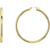 14K Yellow Gold 3 mm Wide Hoop Earrings, Round Profile