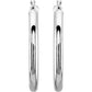 14K White Gold 3 mm Wide Hoop Earrings, Round Profile