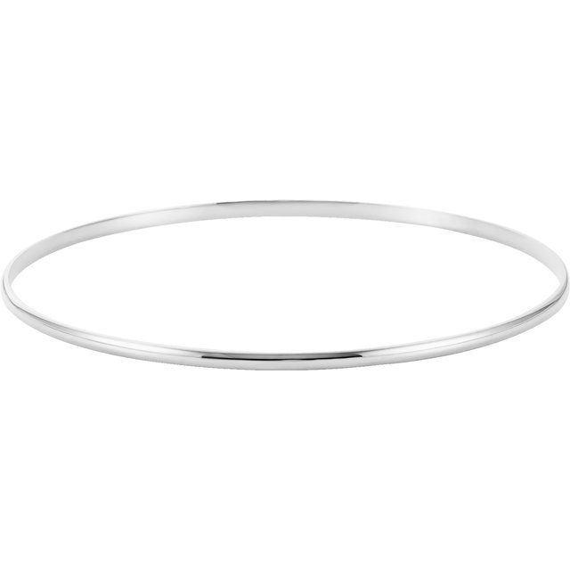 14K White Gold Half Round Bangle Bracelet