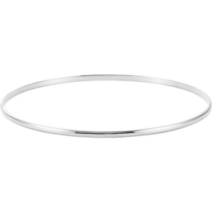14K White Gold Half Round Bangle Bracelet