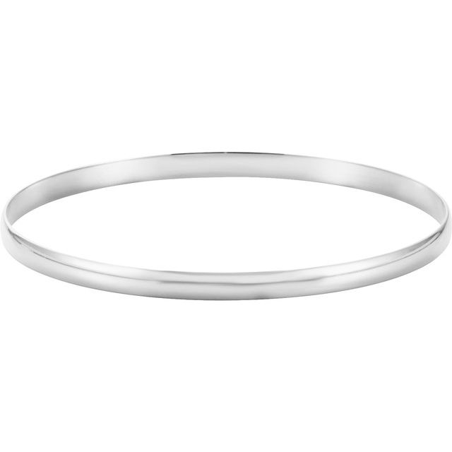 14K White Gold Half Round Bangle Bracelet