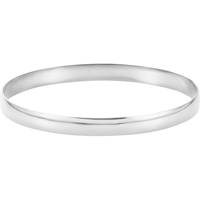 14K White Gold Half Round Bangle Bracelet