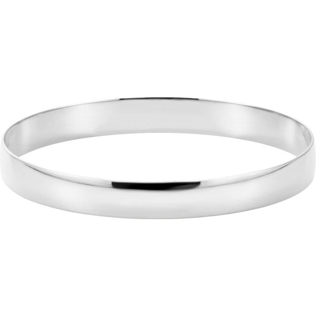 14K White Gold Half Round Bangle Bracelet