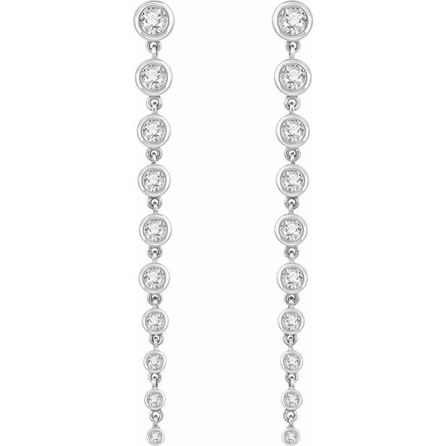 14K White Gold 2 CTW Lab Grown Diamond Dangle Earrings