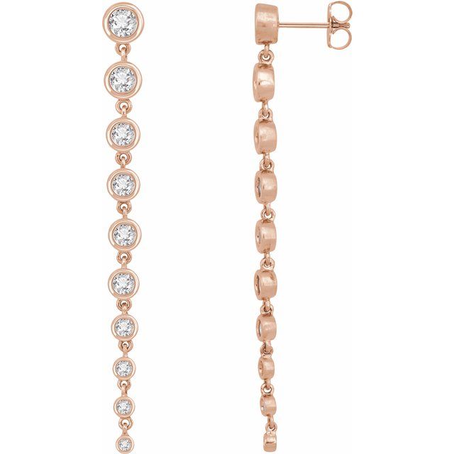 14K Rose Gold 2 CTW Lab Grown Diamond Dangle Earrings