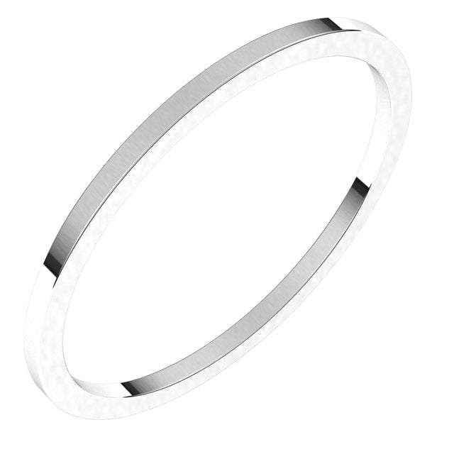 Sterling Silver Flat Wedding Band, 1 mm Wide