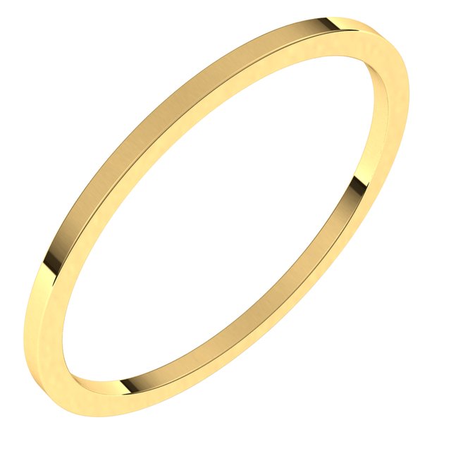 18K Yellow Gold Flat Wedding Band, 1 mm Wide