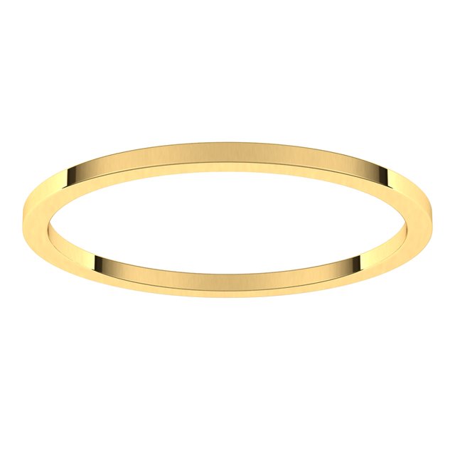 18K Yellow Gold Flat Wedding Band, 1 mm Wide