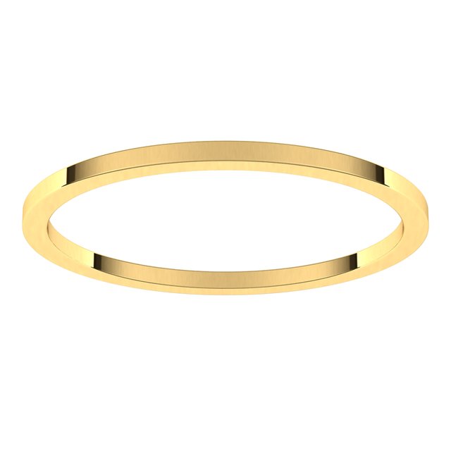 14K Yellow Gold Flat Wedding Band, 1 mm Wide