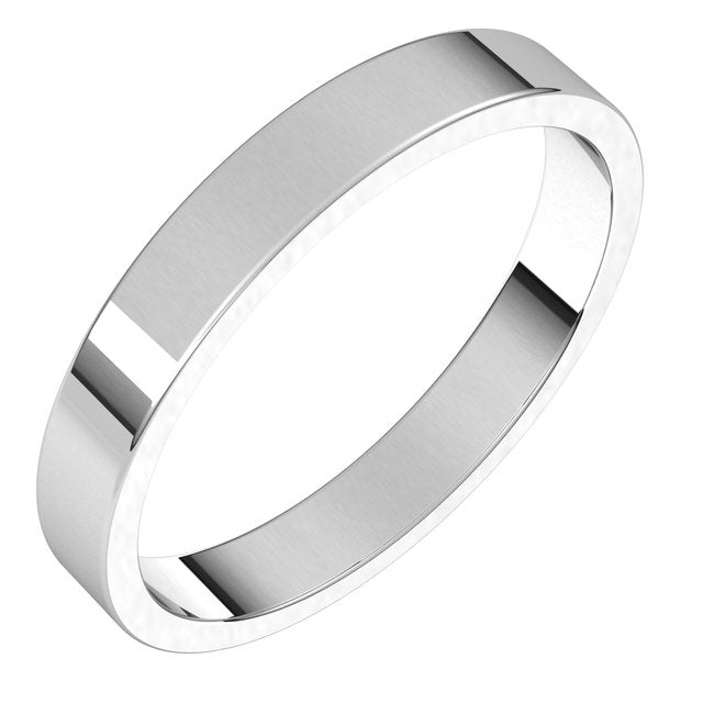 Sterling Silver Flat Wedding Band, 3 mm Wide