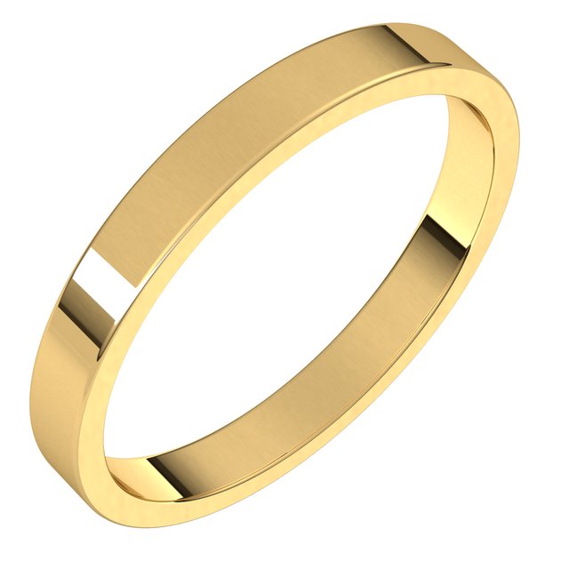 18K Yellow Gold Flat Wedding Band, 2.5 mm Wide