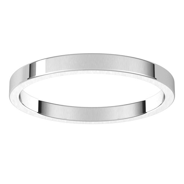 Sterling Silver Flat Wedding Band, 2 mm Wide
