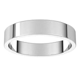 14K White Gold Flat Wedding Band, 4 mm Wide