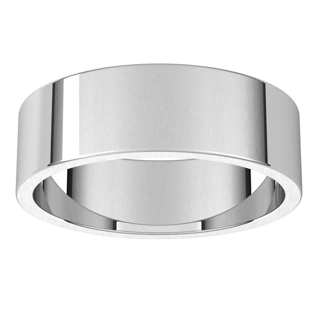 10K White Gold Flat Wedding Band, 6 mm Wide