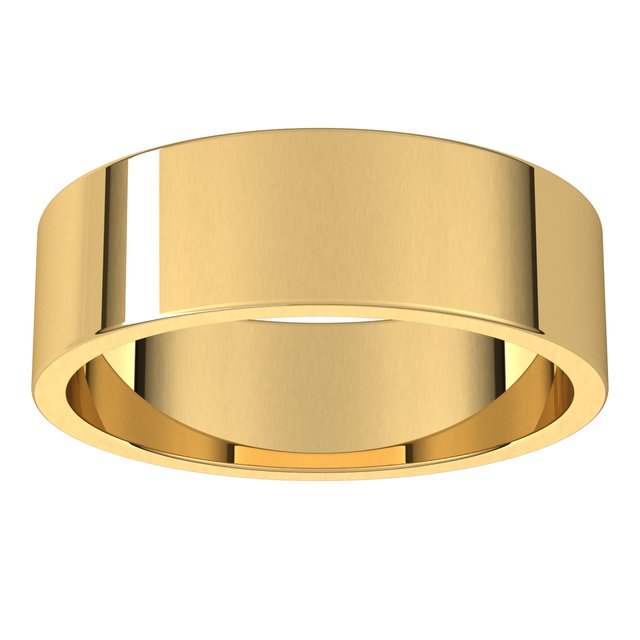 14K Yellow Gold Flat Wedding Band, 6 mm Wide