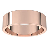 14K Rose Gold Flat Wedding Band, 6 mm Wide