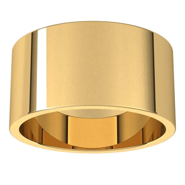 10K Yellow Gold Flat Wedding Band, 10 mm Wide