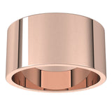 10K Rose Gold Flat Wedding Band, 10 mm Wide