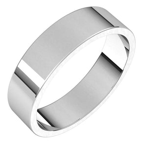 10K White Gold Flat Wedding Band, 5 mm Wide