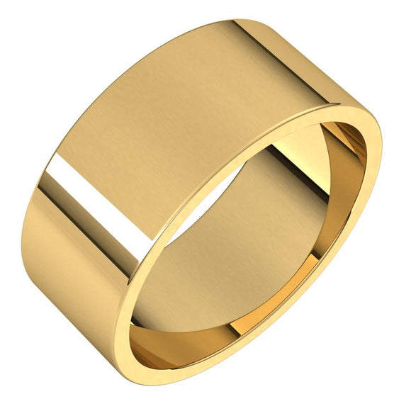 18K Yellow Gold Flat Wedding Band, 8 mm Wide