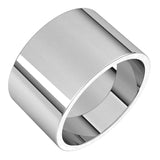 18K White Gold Flat Wedding Band, 12 mm Wide
